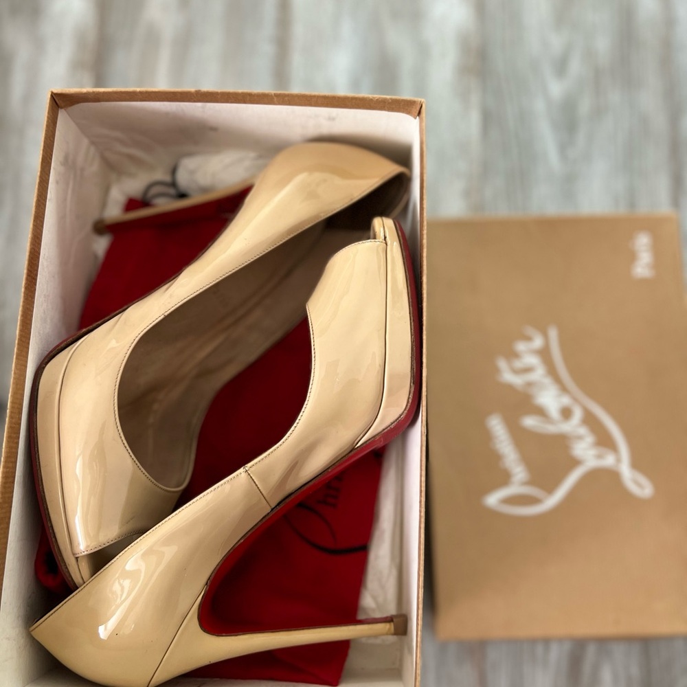 Authentic Christian Loubitian peep toe 3 inch heel